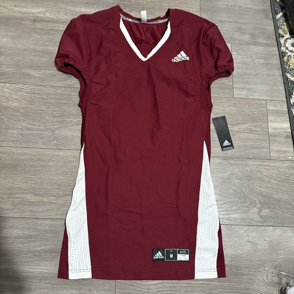 Womens Addidas Maroon and White V-Neck Athletic Jersey